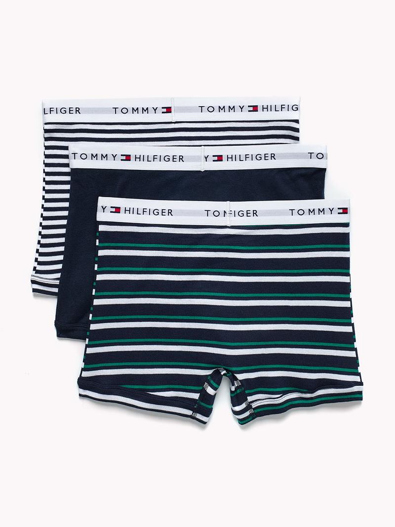 Férfi Tommy Hilfiger Pamut classics trunk 3pk Trunks Sötétkék Fehér Zöld | HU 1283RVD